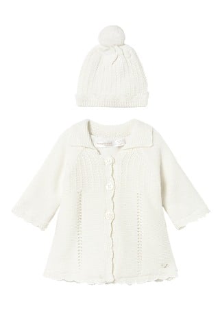 Jachete - Palton tricotat cu caciula - Alb - Mayoral 4-6 luni (70 cm)