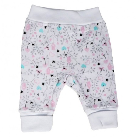 Pantaloni - Pantaloni cu mansete - Pasari si ramuri 12 luni