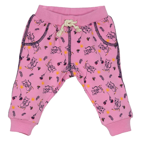 Pantaloni - Pantaloni trening - Pisicute - roz cu snur alb 4 ani