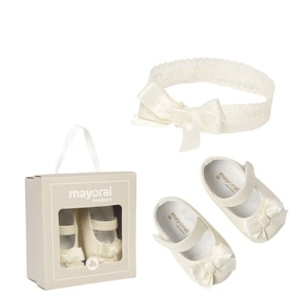 Haine  Incaltaminte Accesorii - Pantofi balerini + Bentita - Alb sidef - Mayoral   17 (10.5 cm)