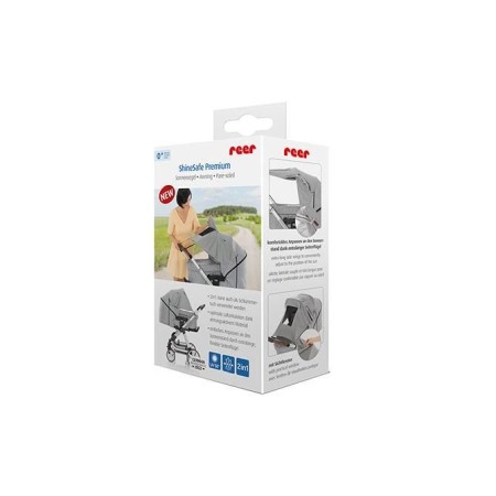 Protectii copii pentru carucior - Parasolar premium pentru carucioare bebelusi, protectie solara UPF 50+, gri, Reer ShineSafe Premium 84121