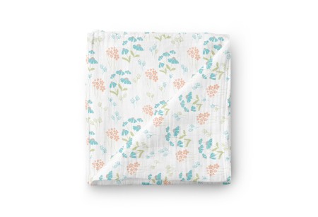 Textile - Paturica muselina organica Blue Wildflowers