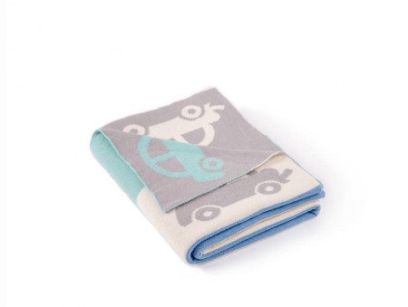 Pleduri si paturici - Paturica tricotata - Blue Grey Cars - Buva