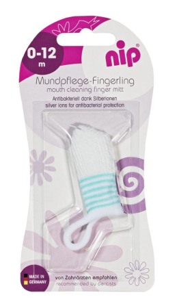 Dentitie - Periuta de dinti antibacteriana cu ioni de argint, pentru folosire pe deget, 0-12 luni, nip 37070