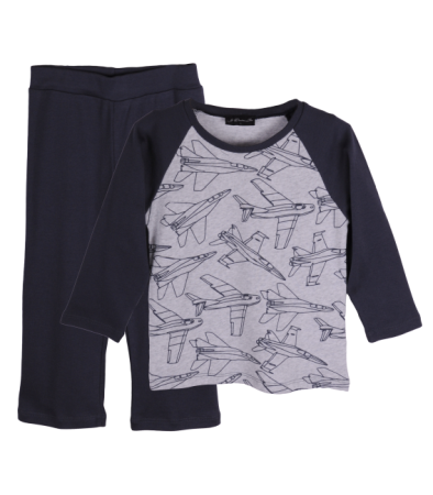 Haine  Incaltaminte Accesorii - Pijama bicolora gri/negru Avioane 5 ani