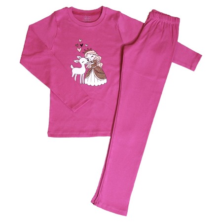 Pijamale - Pijama cu maneca lunga - Fetita cu caprioara 5 ani