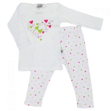 Haine  Incaltaminte Accesorii - Pijama cu maneca lunga imprimeu Inimioare multicolore 4 ani