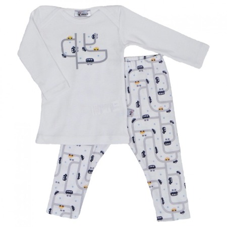 Haine  Incaltaminte Accesorii - Pijama cu maneca lunga imprimeu Masini pe sosea 2 ani
