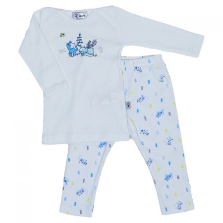 Haine  Incaltaminte Accesorii - Pijama cu maneca lunga imprimeu Pisici Bleu 4 ani