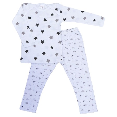 Pijamale - Pijama cu maneca lunga - Stelute gri