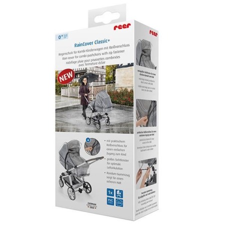 Protectii copii pentru carucior - Protectie de ploaie universala cu fermoar pentru carucioare RainCover Classic+ REER 84069