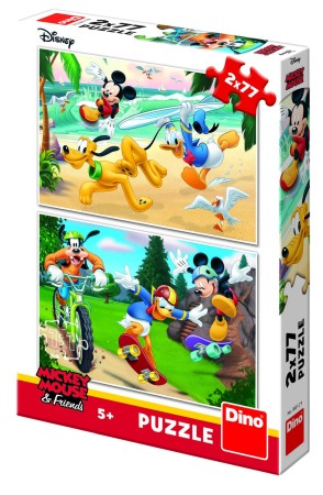 Jucarii Jocuri Activitati - Puzzle 2 in 1 - Mickey campionul (77 piese)