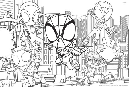 Puzzle de colorat maxi - Paienjenelul Marvel si prietenii lui uimitori (2 x 24 de piese) [4]