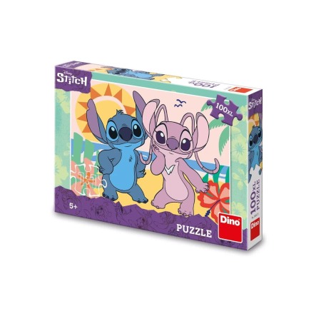 Puzzle - Puzzle XL - Stitch si Angel la plaja (100 piese)