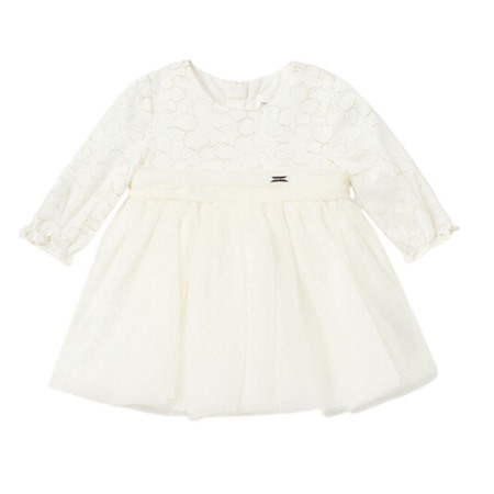 Rochii - Rochie Alba Organza brodata - Mayoral   12 luni (80 cm)