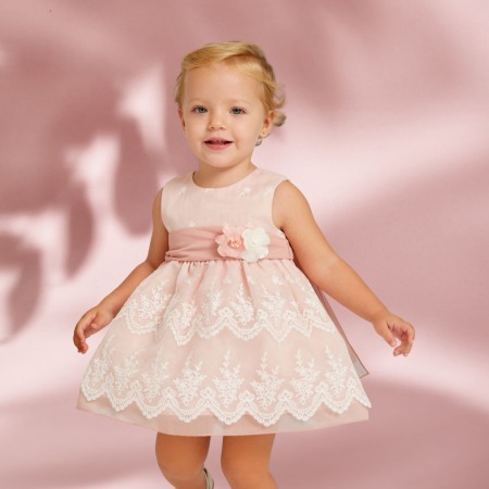 Rochii - Rochie Broderie Rosa Ceremonie - Abel & lula 3 ani