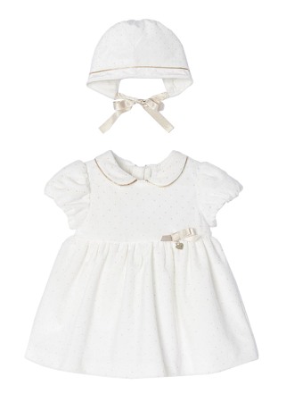 Rochie catifea + boneta - Alb [1]