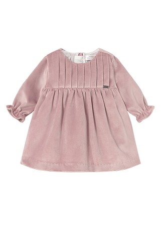 Rochii - Rochie catifea - roz perlat
