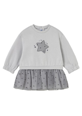 Rochii - Rochie combinata cu tul - gri - Mayoral