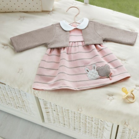 Rochii - Rochie cu bolero simulat bumbac BCI nou-nascut - Uer iepure - Mayoral 4-6 luni (70 cm)