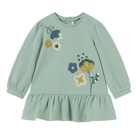 Rochii - Rochie cu broderie - verde