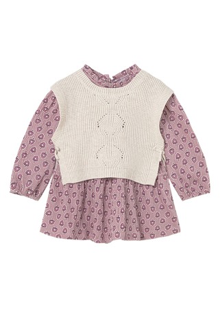 Rochii - Rochie cu vesta tricotata - Mayoral