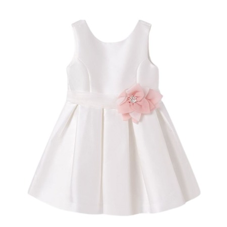 Rochii - Rochie din mikado cu floare roz in talie - Abel&lula  6 ani (116 cm)