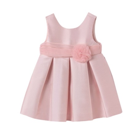 Rochii - Rochie din mikado Roz cu floare in talie - Abel&lula 6-9 luni