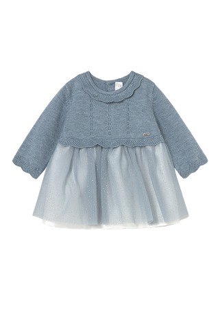 Rochii - Rochie tricot si tul - gri - Mayoral