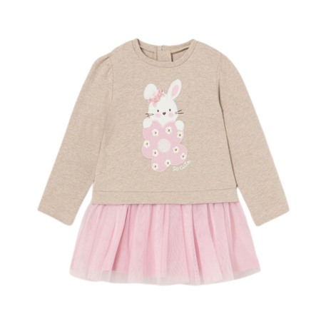 Rochii - Rochie tricot si tul roz - Mayora