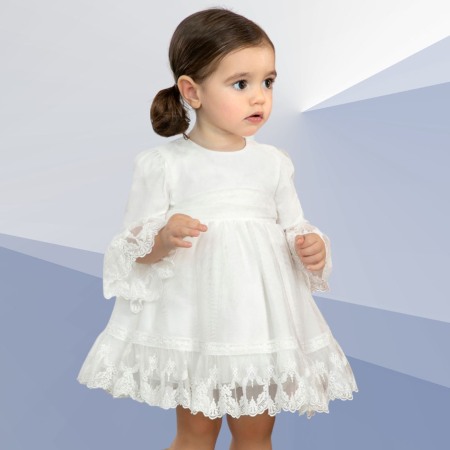 Rochii - Rochie Tul Benzi Broderie Ceremonie - Abel & lula  18 LUNI(86 CM)