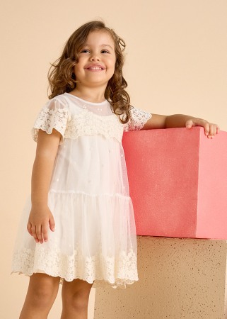 Rochii - Rochie tul brodata - crem - Mayoral 10 ani