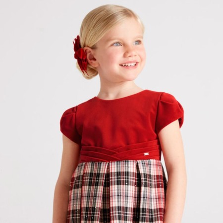 Rochii - Rochita Catifea si carouri - Mayoral 9 ani