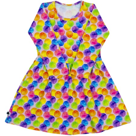 Haine  Incaltaminte Accesorii - Rochita cu maneca lunga imprimeu buline colorate 92 cm (18-24 luni)