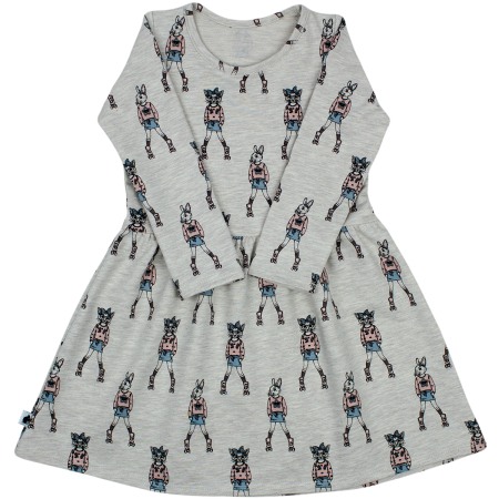 Haine  Incaltaminte Accesorii - Rochita cu maneca lunga imprimeu iepurasi pe role 80 cm (9-12 luni)