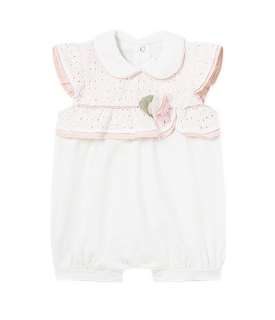 Haine - Salopeta broderie si guler Better Cotton - Mayoral  4-6 luni (70 cm)