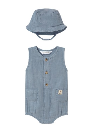 Haine  Incaltaminte Accesorii - Salopeta cu palarie - albastru - Mayoral  6-9 luni