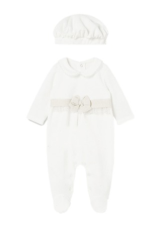 Haine - Salopeta (pijama)+bereta - ecrul - Mayoral 2-4 luni (65 cm)