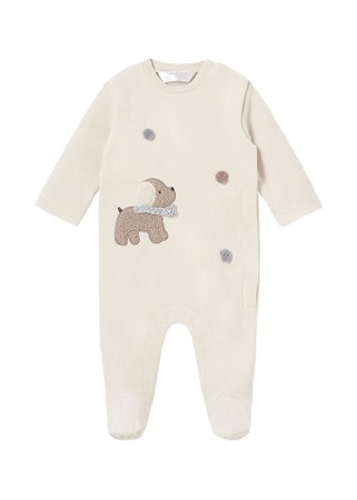 Haine - Salopeta (pijama) catifelata - crem - Mayoral   4-6 luni