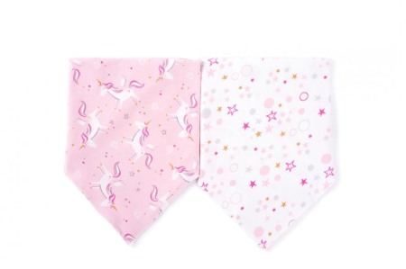 Bavete - Set 2 bandane triunghi Unicorns/Pink Gold Stars