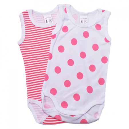 Body-uri - Set 2 Body maiou cu imprimeu Buline si linii 18 luni