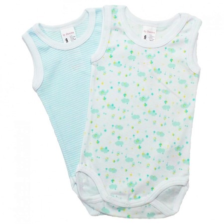 Body-uri - Set 2 Body maiou cu imprimeu Nori verzi 18 luni