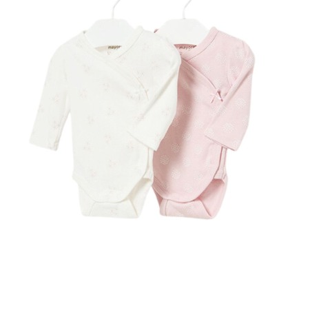 Body-uri - Set 2 body-uri Alb/piersica bumbac BCI nou-nascut - Mayoral  4-6 luni (70 cm)