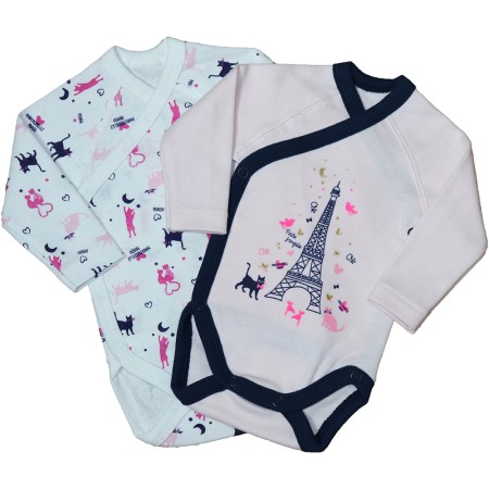 Haine  Incaltaminte Accesorii - Set 2 body uri cu maneca lunga - Arcul de Triumf/Pisici 6 luni