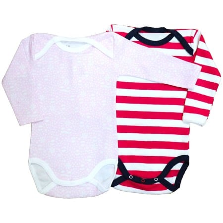 Body-uri - Set 2 body-uri cu maneca lunga - Flori/Dungi   2 ani