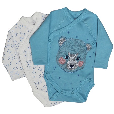 Body-uri - Set 2 body uri cu maneca lunga - Urs 6 luni