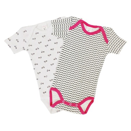 Body-uri - Set 2 body uri cu maneca scurta alb/albastru Biciclete 3 ani