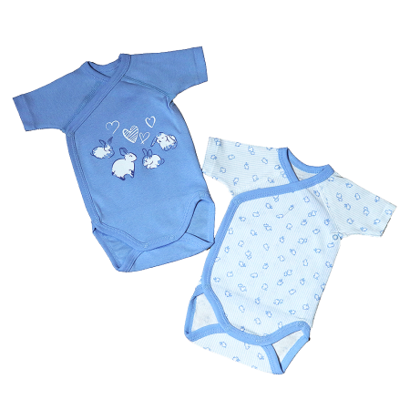 Body-uri - Set 2 body-uri cu maneca scurta - Iepurasi 6 luni