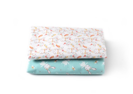 Lenjerii - Set 2 cearceafuri patut Hey Bunny 60x120 cm