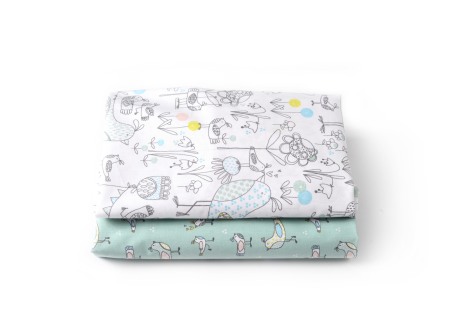 Lenjerii - Set 2 cearceafuri patut - Mint Birdie - Buva